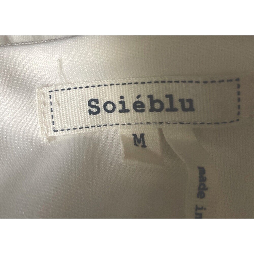 Soieblu Sz Medium Ivory/Blue Boho Embroidered Linen Blend Shift Dress - Picture 4 of 4